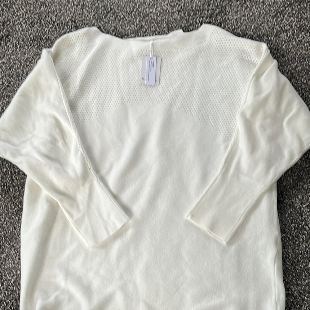 Milano White Crew Neck Sweater Soft Knit Long Sleeve